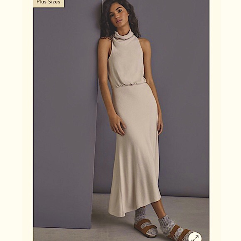 Anthropologie Brown Knit Maxi Dress